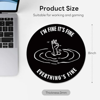 Round Mouse Pad 8x8in Non-Slip Rubber Base for Desk, OK Hand