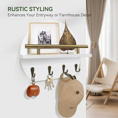 Key Holder Wall Mount Mail Organizer,4 Hook Semicircle Key Rack