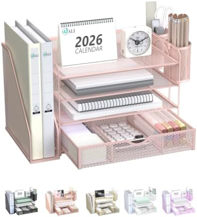 WALI Desk File Organizer, 4 Tier Desktop Paper Letter Tray Organizer