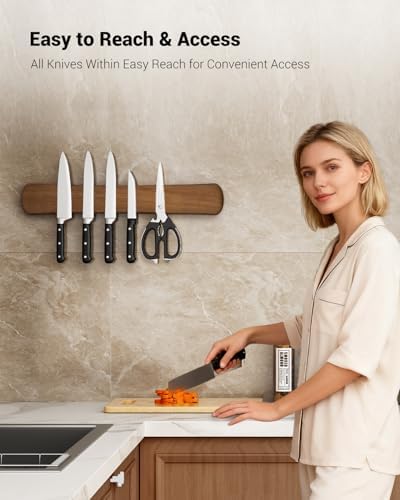 Magnetic Knife Holder, 24 Inch Acacia Wood Knife Strip for Wall or