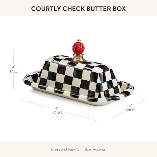 MACKENZIE-CHILDS Enamel Butter Box with Lid, Black-and-White Courtly