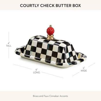 MACKENZIE-CHILDS Enamel Butter Box with Lid, Black-and-White Courtly