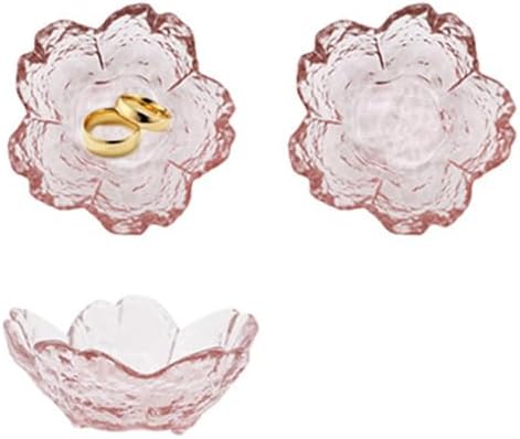 GENTI 3-Piece Glass Jewelry Tray, Flower Ring Dish, Jewelry Dish Tray