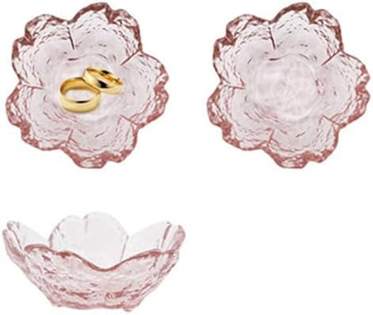 GENTI 3-Piece Glass Jewelry Tray, Flower Ring Dish, Jewelry Dish Tray