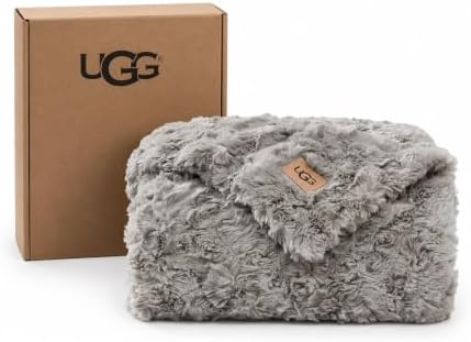 UGG Adalee Throw Blanket for Sofa, Faux Fur Blanket, 50" x 70", Seal