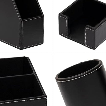 6 Piece Office Supplies/Desk Organizer Set with Desktop Leather
