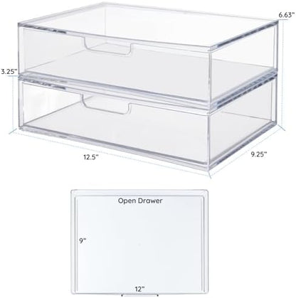 STORi STAX Plastic Stackable Organizer Drawers (Set of 2) Clear