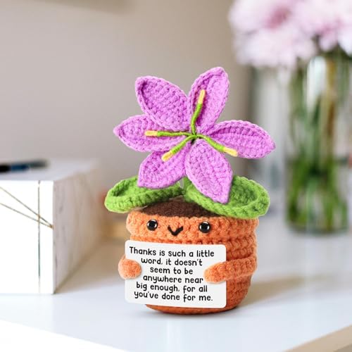 Crochet Purple Lily Thank You Gift – Handmade Appreciation Flower Doll
