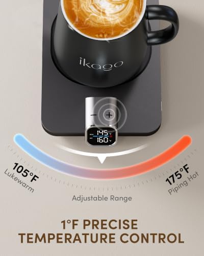 Coffee Cup Warmer & iKago Mug Set, 1°F Precise Temp Control Mug Warmer