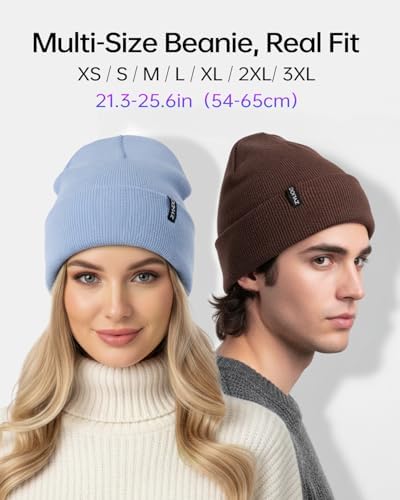 Zylioo XXL Beanie for Men,Big Head Winter Knit Hat,Stretch Warm Skull