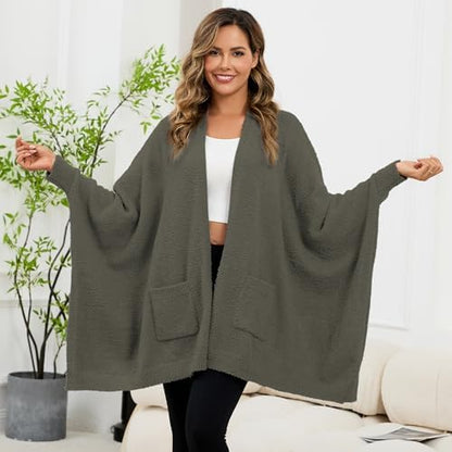 Wearable Blanket Sherpa Poncho Unique Office Work Warm Cozy Shawl TV