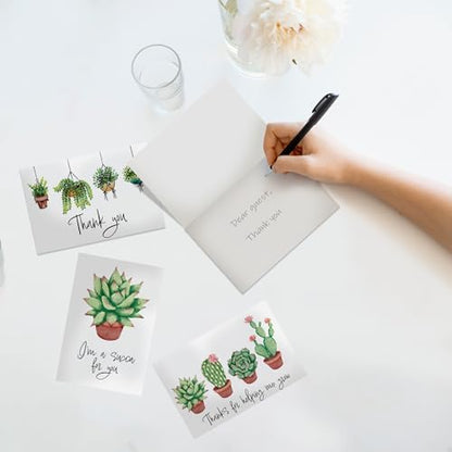 Pro Supply Global 24 Count of 4x6 Pre-Folded Succulent Thank You Cards