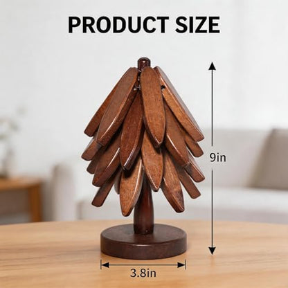 Wooden Tree Coasters Set, Black Walnut Tree Trivet for Hot Dishes