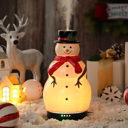 Rossesay Christmas Essential Oil Diffuser, 120ml Ceramic Snowman