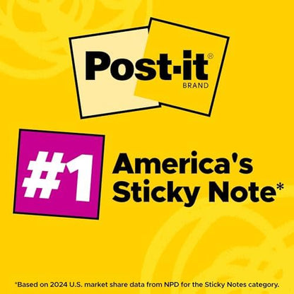 Post-it Super Sticky Notes, 3 x 3 in, Supernova Neons, 24 Pads