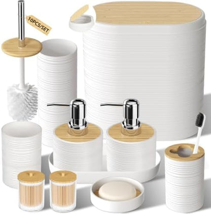 XLHOMO White Bathroom Set - 10PC Bathroom Accessories Set, Luxury