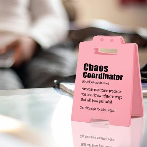Chaos Coordinator Gifts for Work Anniversary – Funny Pink Desk Decor
