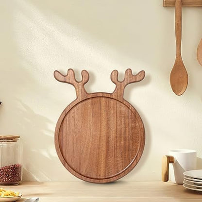 Christmas Reindeer-Shaped Acacia Wood Serving Platter