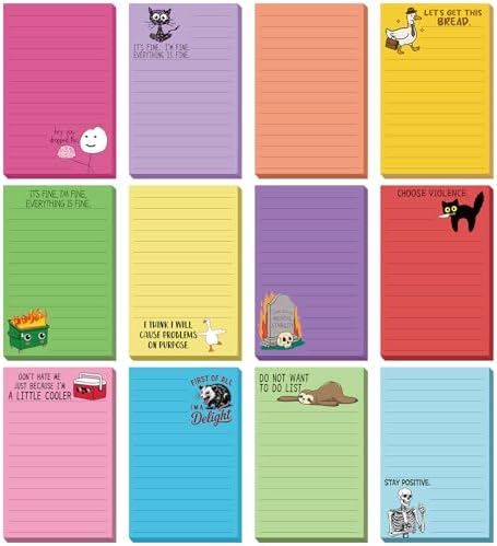 12 Pack Funny Notepads for Work, 5 x 3'', Multicolor