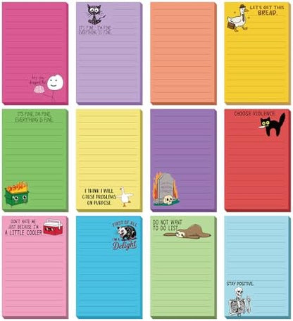 12 Pack Funny Notepads for Work, 5 x 3'', Multicolor