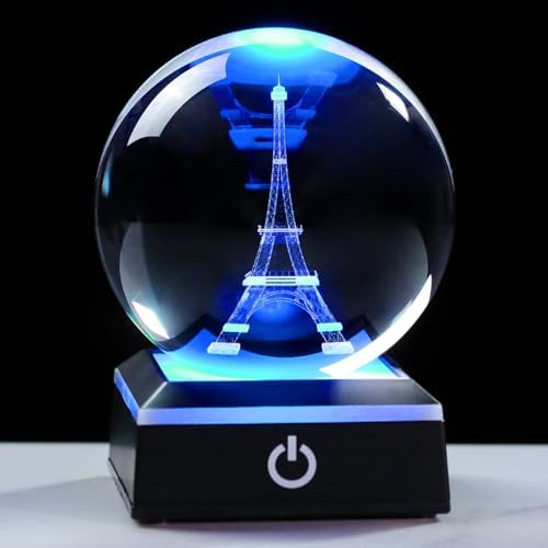 3D Crystal Ball Paris Eiffel Tower Snow Globe Decor Gifts for Women