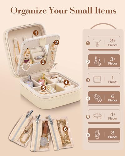 Bistup Travel Jewelry Case - Small Jewelry Organizers and Storage Box