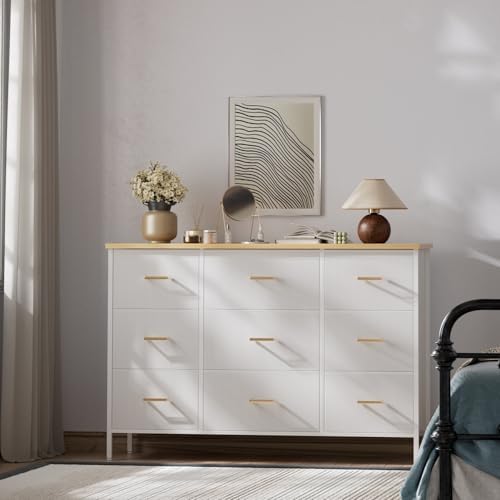 VASICAR Wide TV Stand Modern TV Console, 9 Drawers Dresser for Bedroom