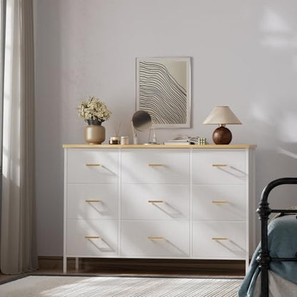 VASICAR Wide TV Stand Modern TV Console, 9 Drawers Dresser for Bedroom