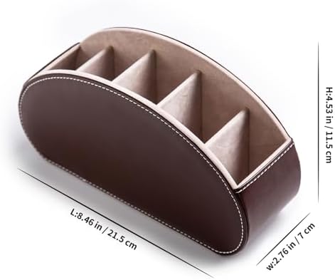Remote Control Holders Organizer Box with 5 Compartment PU Leather