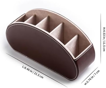 Remote Control Holders Organizer Box with 5 Compartment PU Leather
