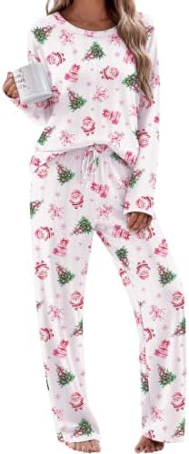 Ekouaer Pajama Set Womens Soft Pjs 2 Piece Long Sleeve Lounge Sets