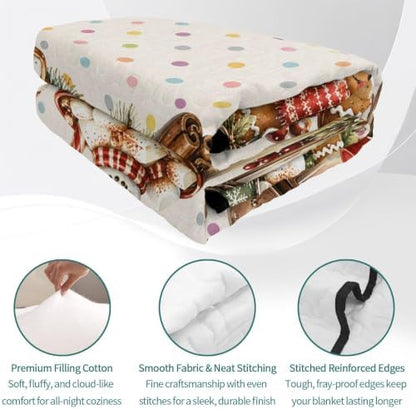 Christmas Quilt Set Twin Size 3 Pieces Quilted Bedspread Soft