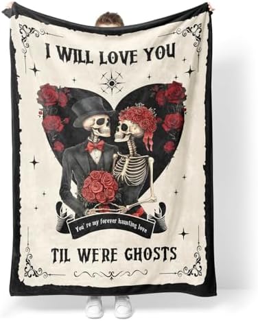 Moyel Gothic Skeleton Ghost Throw Blanket for Couples Halloween Gifts