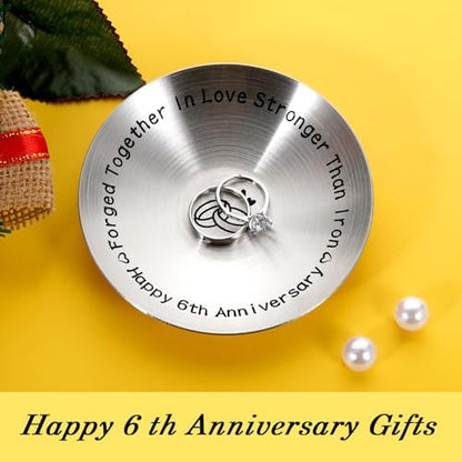 TI-EDC 6th Anniversary Iron Gifts for Her and Him - 4" Ring Holder