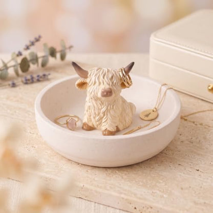Highland Cow Ring Holder Gifts for Women, Jewelry Dish Bathroom Decor
