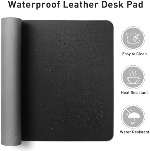 Aothia Leather Office Desk Pad Protector, Non-Slip PU Leather Desk