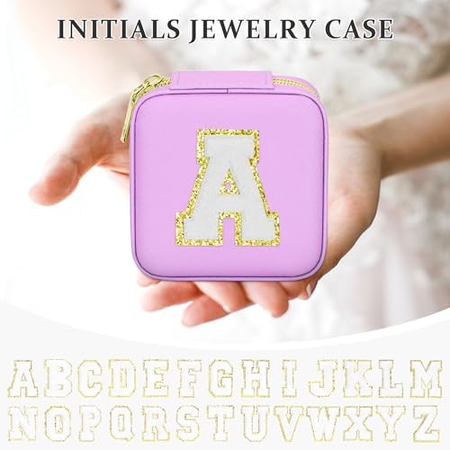 Initial Travel Jewelry Box Case Organizer, Teen Girls Gifts, Small