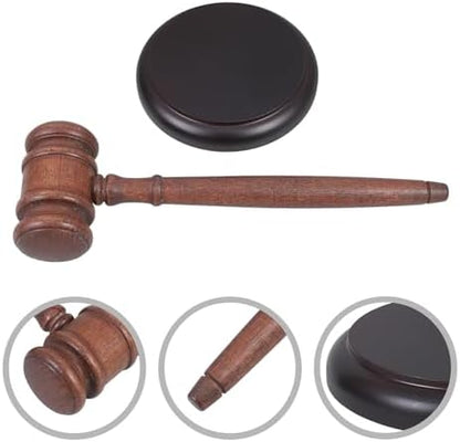 Vintage Wooden Judge Gavel with Base, Handcrafted Auction Hammer Kit