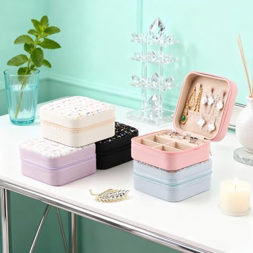 Stylish Portable Mini jewelry box, Travel jewelry organizer (black)