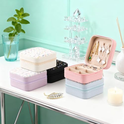 Stylish Portable Mini jewelry box, Travel jewelry organizer (black)