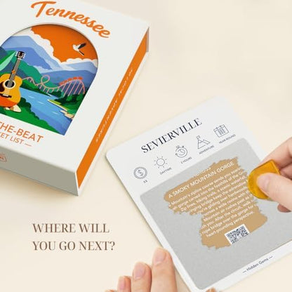 Tennessee Adventure Bucket List Cards, 50 Scratch Off Cards by State