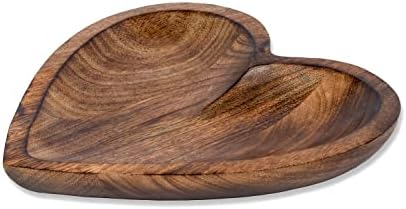 EDHAS Mango Wood Heart Curved Shaped Decorative Bowl for Table