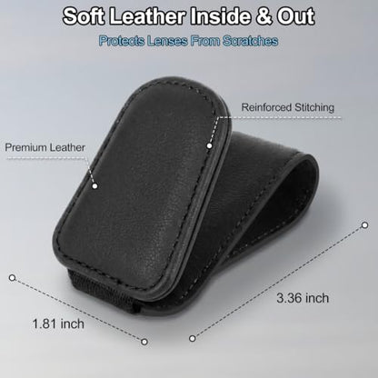 Magnetic Leather Sunglass Holder for Car, Eyeglasses Clip for