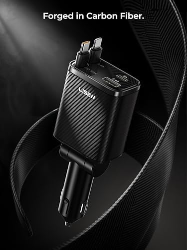 LISEN Retractable Car Charger, 84W Car Charger USB C Fast Charger