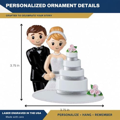 Lydia Gifts Personalized Wedding Couple with Cake Christmas Ornament