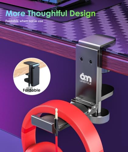 6amLifestyle Foldable All Aluminum Headphone Hook Holder for Desk