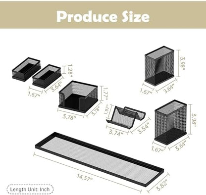 Pen Holder for Desk, 6-Piece Mesh Desk Organizer with Phone Holder