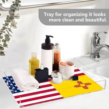 Flag of The Us New Mexico Acrylic Desk Organizer Tray with Handles