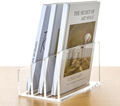 3 Compartments Clear Acrylic Mail Holder – Vertical Letter Sorter &
