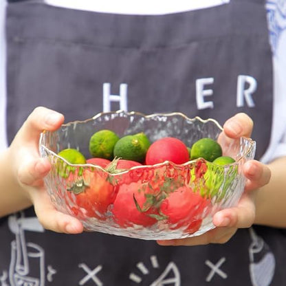 TOSSOW Glass Salad Bowl Irregular Shape Serving Bowls 25 oz